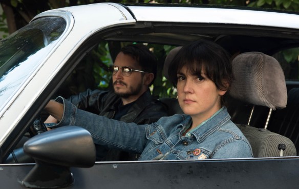 Melanie Lynskey and Elijah Wood appear in I Don't Feel at Home in This World Anymore by Macon Blair, an official selection of the U.S. Dramatic Competition at the 2017 Sundance Film Festival. © 2016 Sundance Institute | photo by Allyson Riggs.